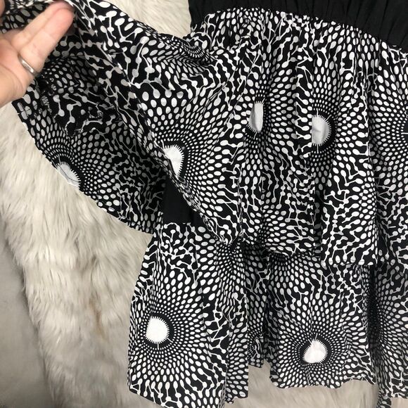 Women’s Strappy Fit n Flare Summer Sun dress, Geometric Flounce Skirt, Layered - Picture 10 of 12